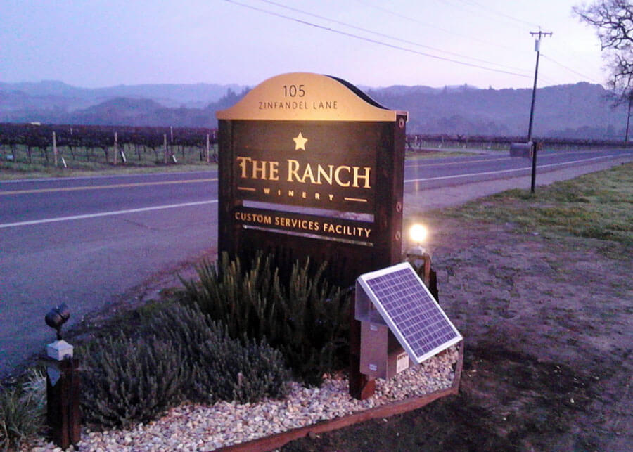 Ranch Winery Solar External Sign Lighting