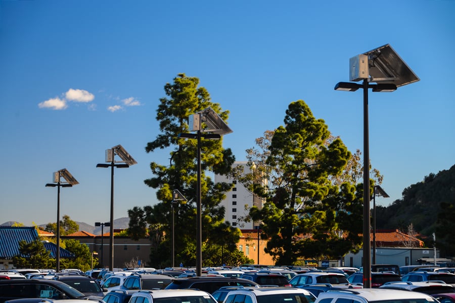 Midway Dodge Solar LED Parking Lot Lighting